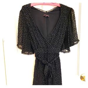 Betsy Johnson Black Velvet Polka Dot Dress Size 8